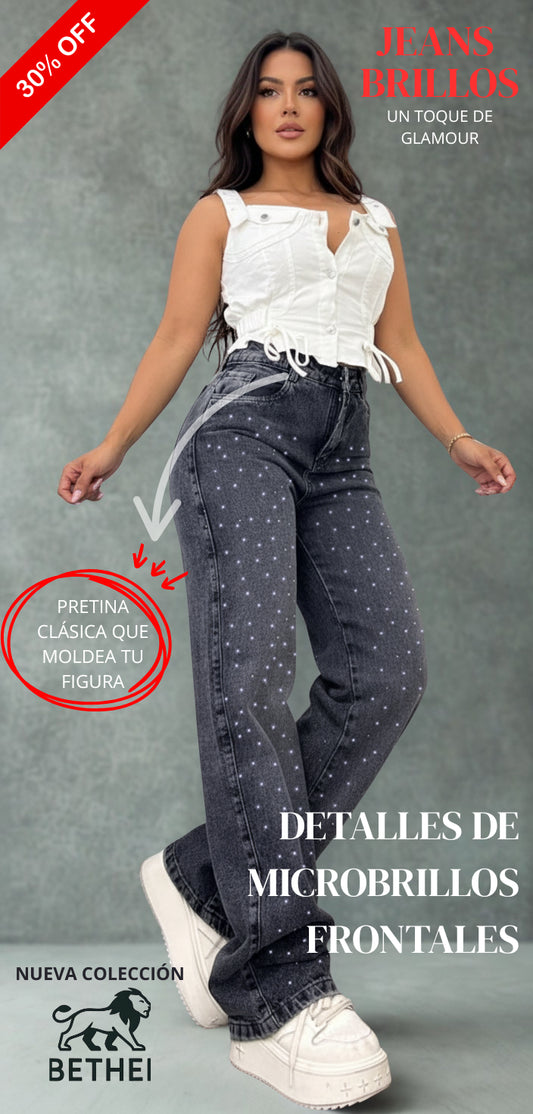 JEANS PALAZZO BRILLOS